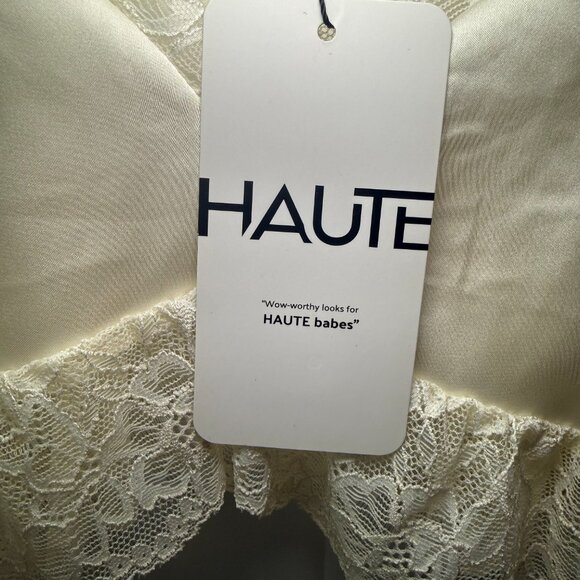 Haute Satin Lace Trim Camisole Lingerie Crop Top – Ivory - Picture 3 of 7